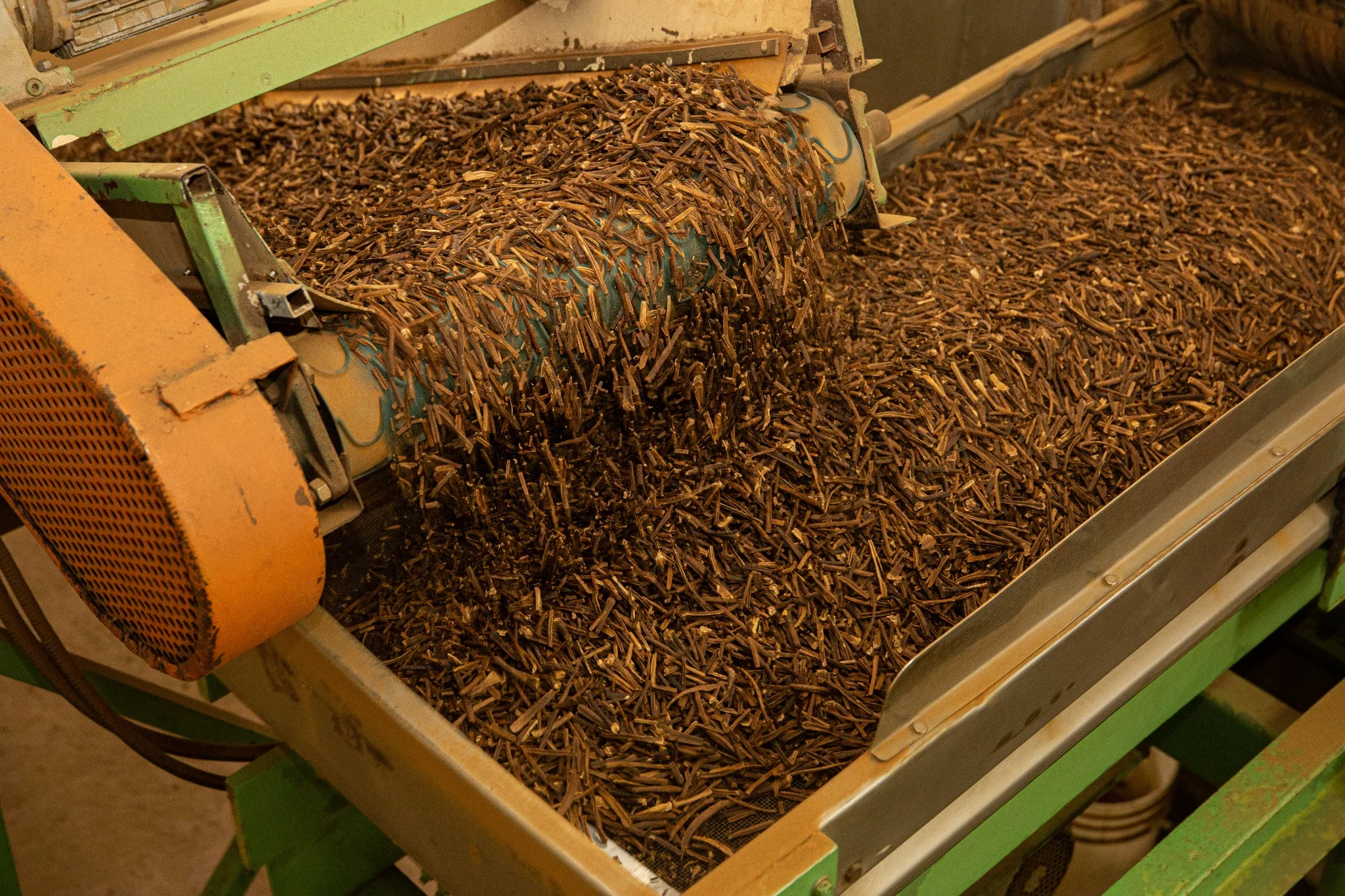 Tobacco during processing